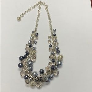 Bead, pearl, charm necklace, multicolored